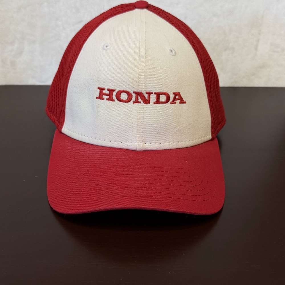 Honda Red Mesh Trucker SnapBack Hat Cap Red White Spellout New Era 9forty 9/40